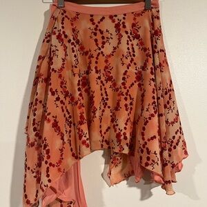 Urban Outffiter NWOT Floral Asymmetrical Skirt in Red and Pink
